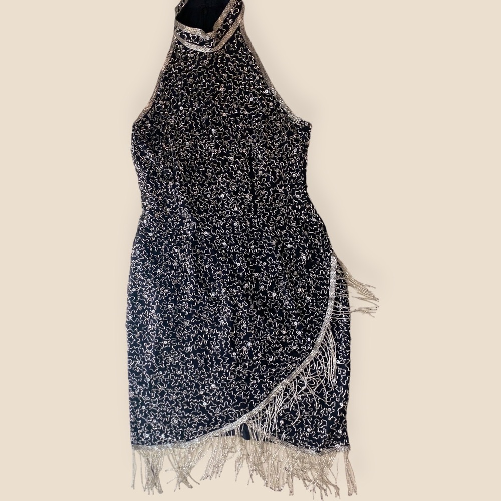 AJ BARI Vintage beaded fringe dress SZ 10